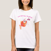 T-shirt met grappige vis en worm - uw tekst (Voorkant)