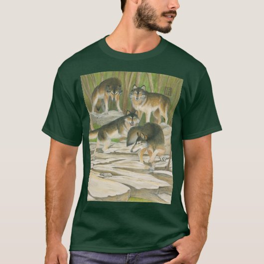 T-shirt met Grijze Wolven (Voorkant)