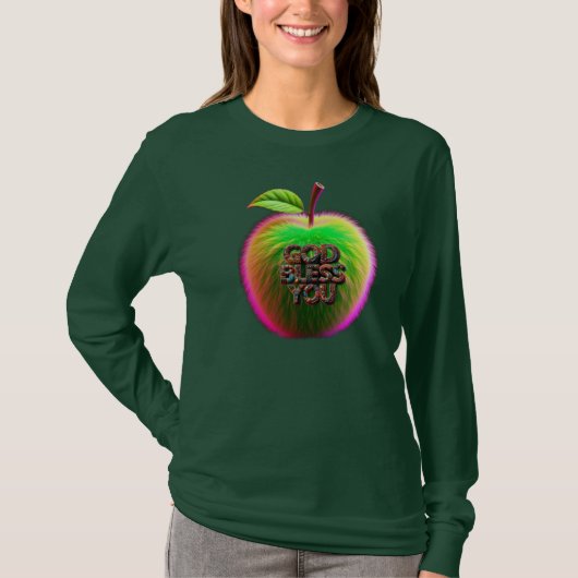 T-shirt met groen appel ontwerp (Voorkant)