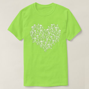 T-shirt met groene omlijning van een schedelhart