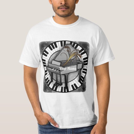 T-shirt met grote piano (Voorkant)