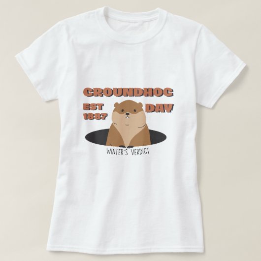 T-shirt met Groundhog Day | Retro EST 1887 (Design voorkant)