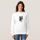 T-shirt met Grumpy Cat met rode ogen en hart halsb (Voorkant volledig)