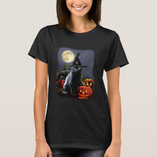 T-shirt met Halloween Cat en Pumpkins