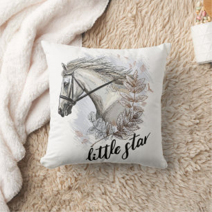 T-shirt met handgetekend paard met planten kussen