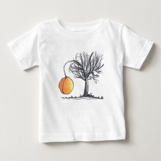 T-shirt met handgetekende Giant Peach (Voorkant)