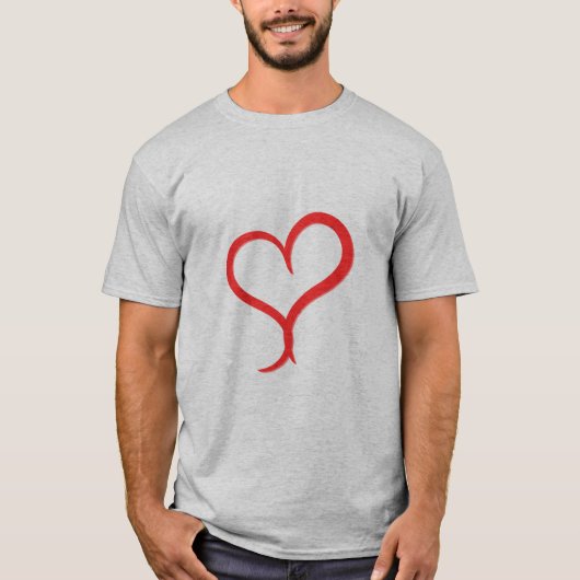 T-shirt met handgetekende hartafbeelding voor here (Voorkant)