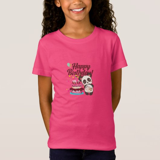 T-shirt met Happy Birthday en taart (Voorkant)