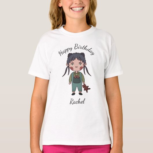 T-shirt met Happy Birthday tekst (Voorkant)