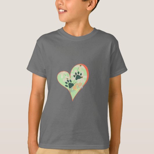 T-shirt met hart en poten (Voorkant)