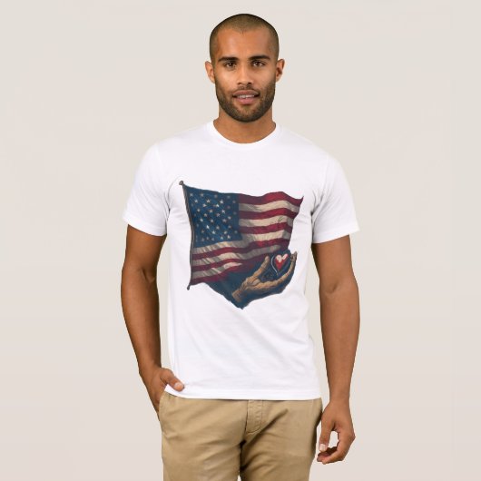 T-shirt met hart en vlag (Voorkant volledig)