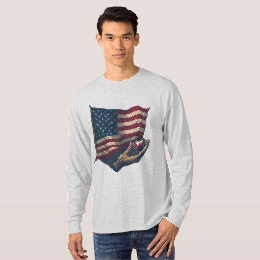 T-shirt met hart en vlag (Voorkant volledig)
