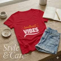 T-Shirt met hartjesvibes voor vrouwen, V-hals