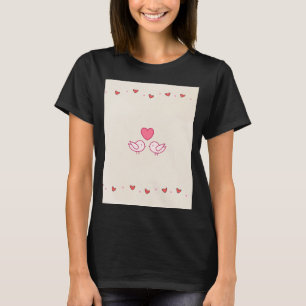T-shirt met hartontwerp en liefdevolle vogels