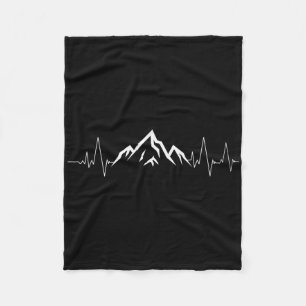 T-shirt met hartslag van de berg Wandel Fiets Klim Fleece Deken