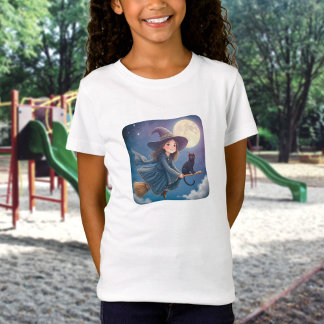 T-shirt met heks en kat