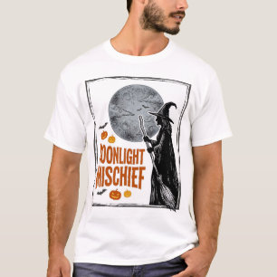 T-shirt met heks en maan silhouet Halloween_1