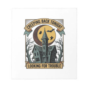 T-shirt met heksenhuis met gegraveerde spookachtig notitieblok