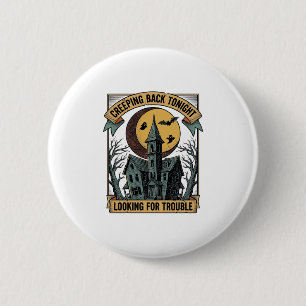 T-shirt met heksenhuis met gegraveerde spookachtig ronde button 5,7 cm