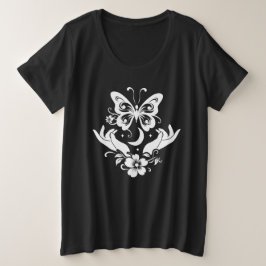 T-shirt met hemelse botanische afbeelding van vlin