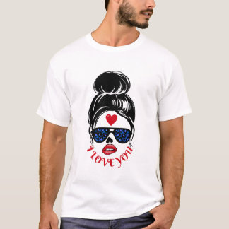 T-shirt met het gezicht van een mooi meisje met ee