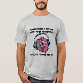 T-shirt met hoofdtelefoonmonster-typografie