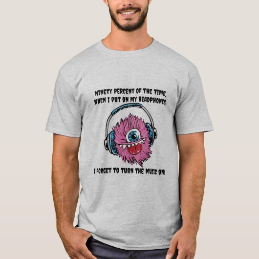T-shirt met hoofdtelefoonmonster-typografie (Voorkant)