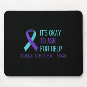 T-shirt met hotline 988 voor preventie van zelfmoo muismat