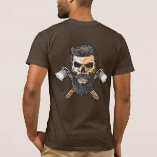 T-shirt met houthakker baardige schedel gekruiste