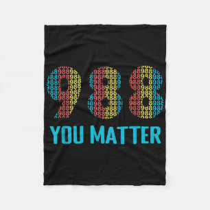 T-shirt met hulplijn 988 voor preventie van zelfmo fleece deken
