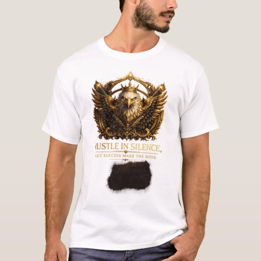 T-shirt met Hustle in Silence Crest (Voorkant)