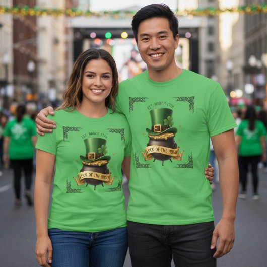 T-shirt met Ierse Pot met Goud Geluk