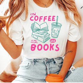 T-shirt met ijskoude koffie en boeken voor boekenl