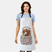 T-shirt met inspirerende teksten over handicap en schort (Gedragen)