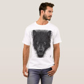 T-shirt met intense schets van een grijze wolf (Voorkant volledig)