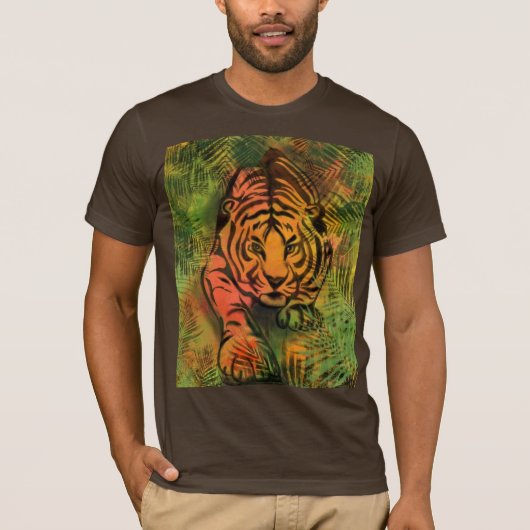 T-shirt met jagende tijger (Voorkant)