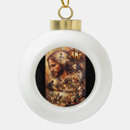 T-shirt met Jezus Christus kunst | Inspirerende ch Keramische Bal Ornament