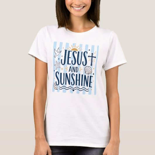 T-shirt met Jezus en zonneschijn (Voorkant)