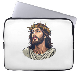 T-shirt met Jezus met Doornenkroon Vintage Etsing  Laptop Sleeve