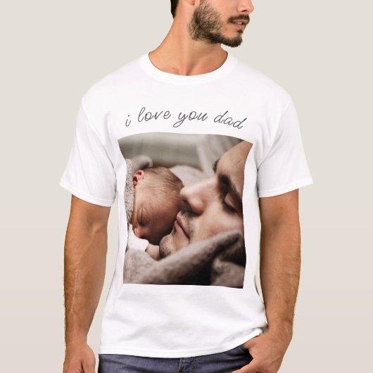 T-Shirt met jouw foto van papa - Ik hou van jou pa (Voorkant)