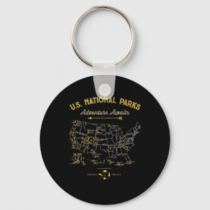 T-shirt met kaart van nationale parken Camping Vro Sleutelhanger