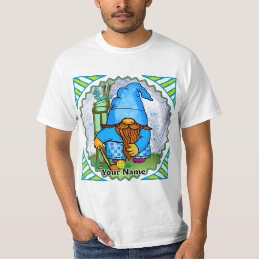 T-shirt met kabouter die golf speelt (Voorkant)