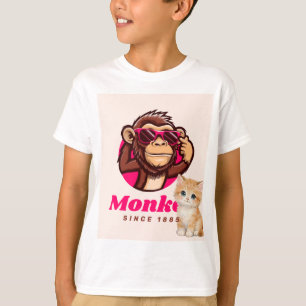 T-shirt met kat en aap ontwerp