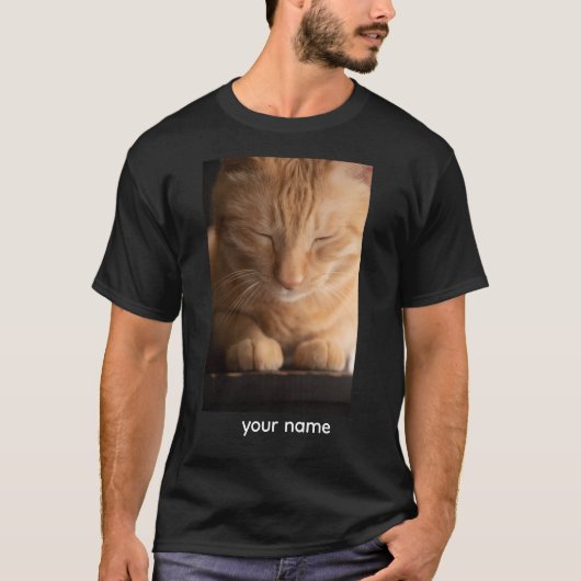 T-shirt met kat en eigen naam (Voorkant)