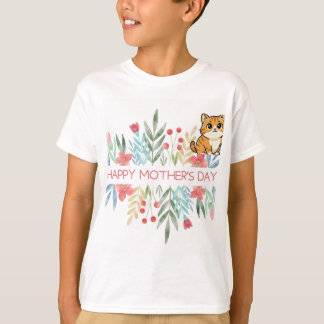 T-shirt met kat en fijne moedersdag ontwerp 