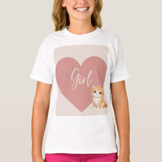 T-shirt met kat en hart ontwerp