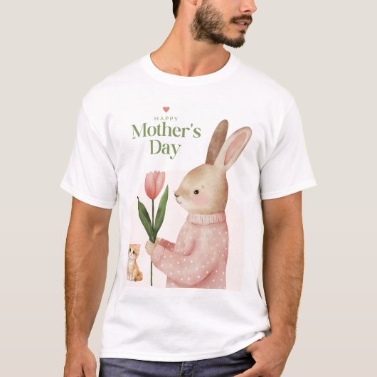 T-shirt met kat en konijn ontwerp (Voorkant)