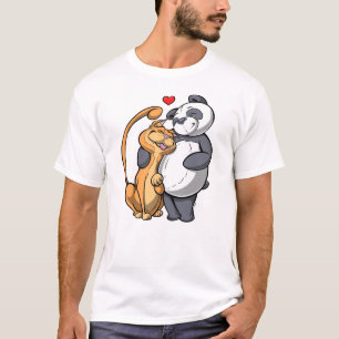 T-shirt met kat en Panda Love