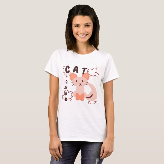T-shirt met kattenliefhebber (Voorkant volledig)