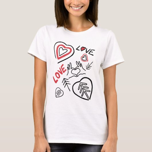 T-shirt met kerkelijke motieven en love (Voorkant)